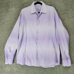 Luciano Moresco Shirt Mens XL Purple 100% Cotton Long Sleeve Button Italy